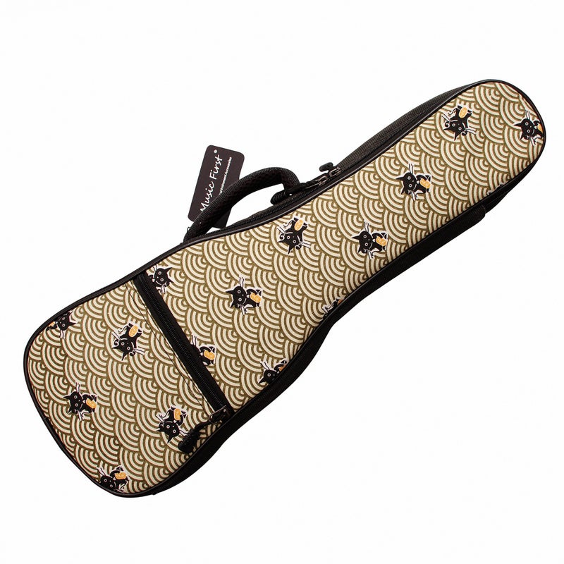 MUSIC FIRST Canvas Vintage Style "Fortune Cats (Maneki Neko)" Ukulele case ukulele bag ukulele gig bag (23~24 inch Concert, Fortune Cats) - Image 1